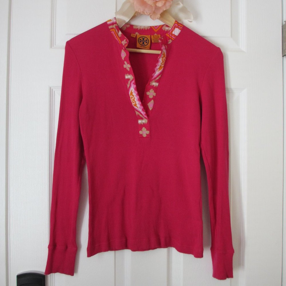 Tory Burch Long Sleeve V Neck Top